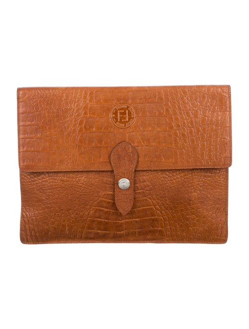 Fendi Vintage Embossed Clutch Brown