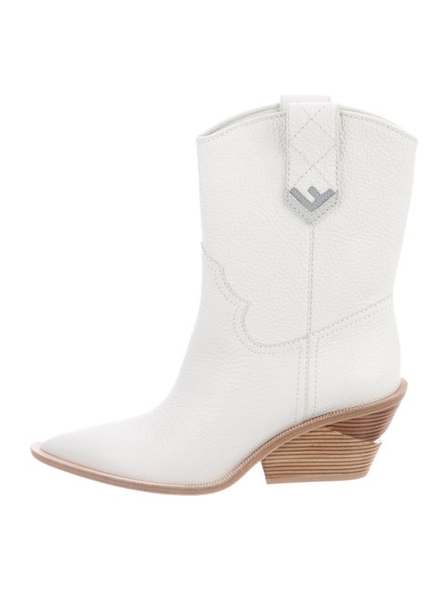 Fendi Leather Western Boots White