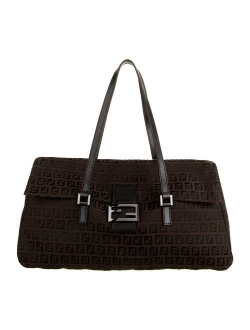 Fendi Canvas Logo Shoulder Bag Brown