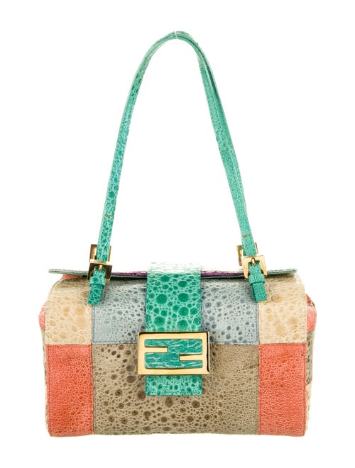 Fendi Patchwork Toad Skin Bag Green