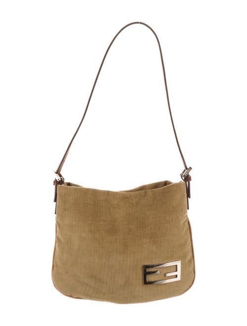 Fendi Corduroy Shoulder Bag Silver