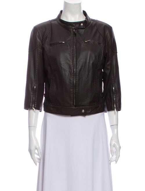 Fendi Leather Biker Jacket Brown