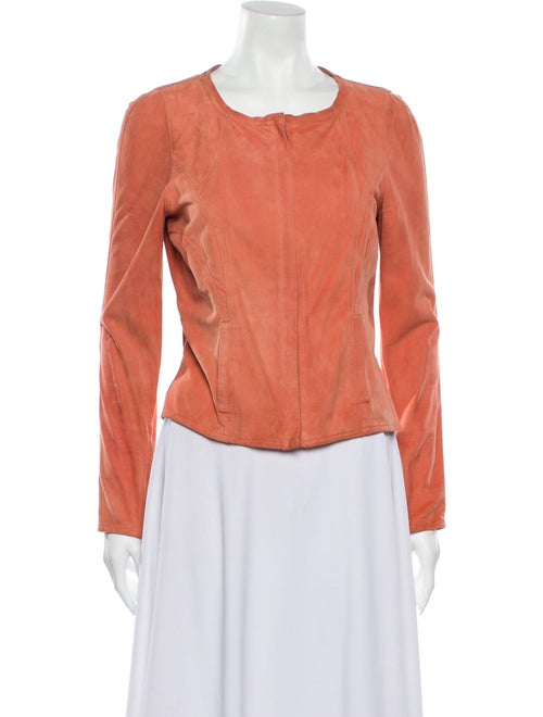 Fendi Leather Biker Jacket Orange
