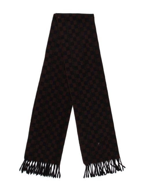 Fendi Checkered Wool Scarf Brown
