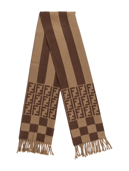 Fendi Zucca Wool Scarf Tan