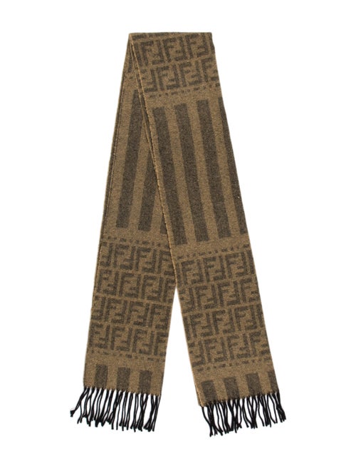 Fendi Zucca Wool Scarf Tan