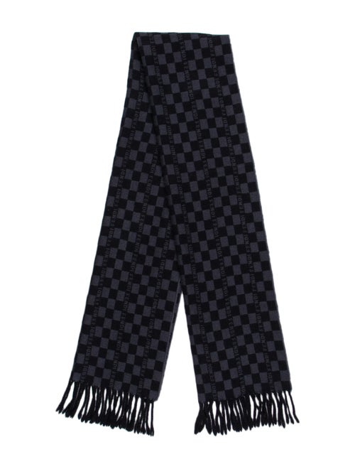Fendi Checkered Wool Scarf Blue