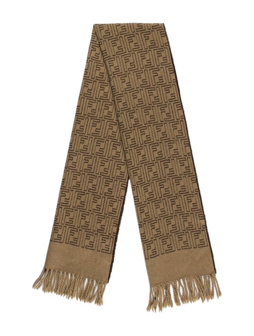 Fendi Zucca Wool Scarf Brown