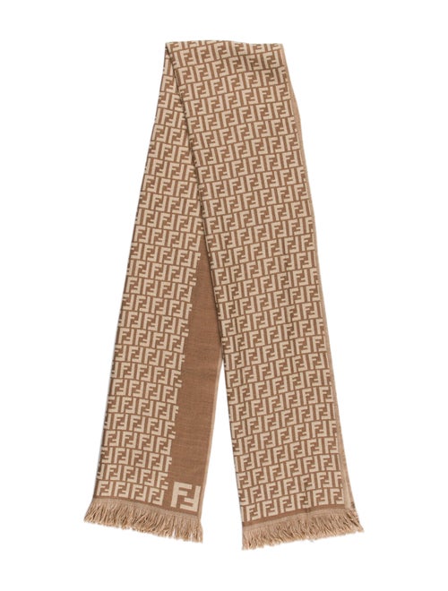 Fendi Zucca Wool Scarf Tan