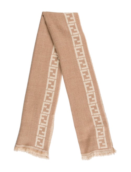 Fendi Zucca Wool Scarf tan