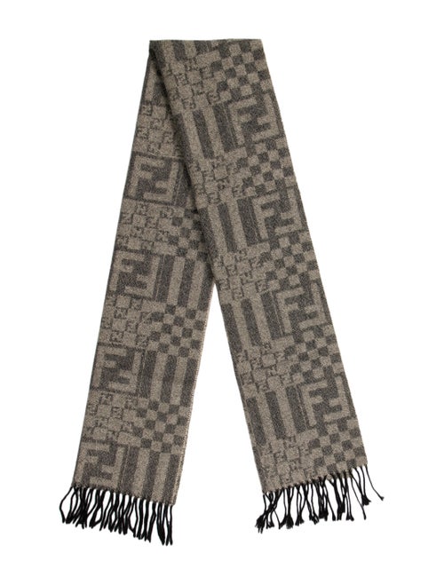 Fendi Zucca Wool Scarf black