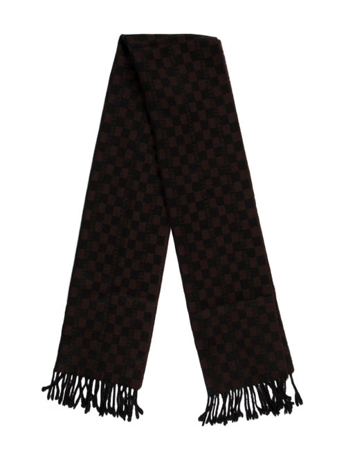 Fendi Checkered Wool Scarf Brown