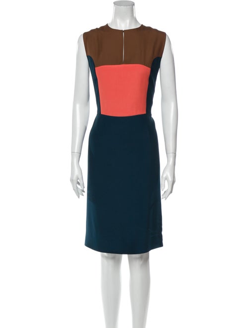 Fendi Colorblock Pattern Knee-Length Dress Blue