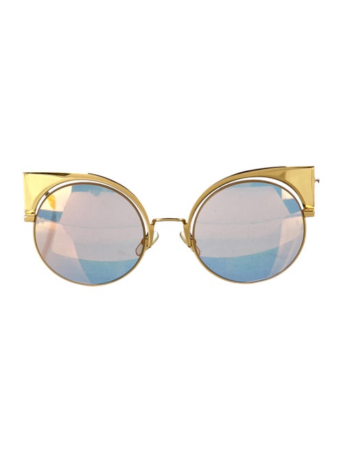 Fendi Metal Cat-Eye Sunglasses Gold