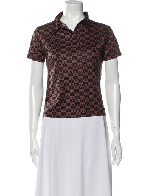 Fendi Printed Short Sleeve Top Black