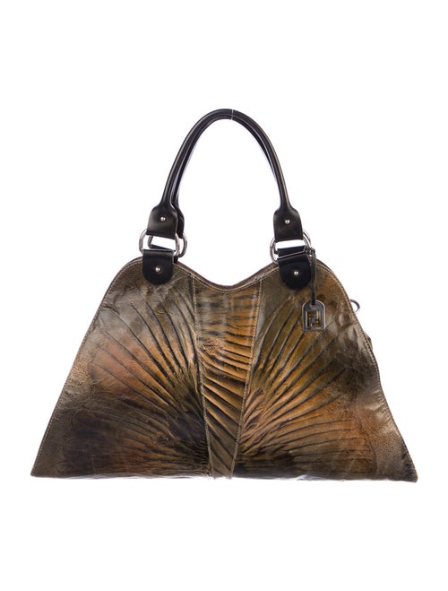 Fendi Devil Trapezio Leather Bag Brown