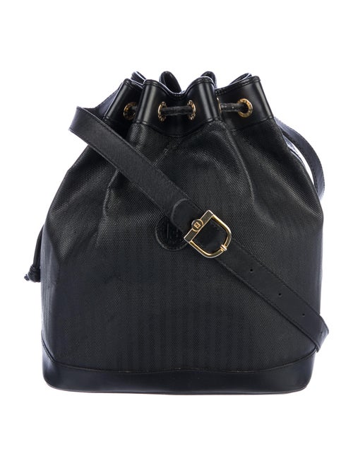 Fendi Vintage Pequin Bucket Bag Black