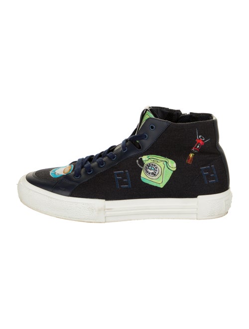 Fendi Graphic Print Sneakers Blue