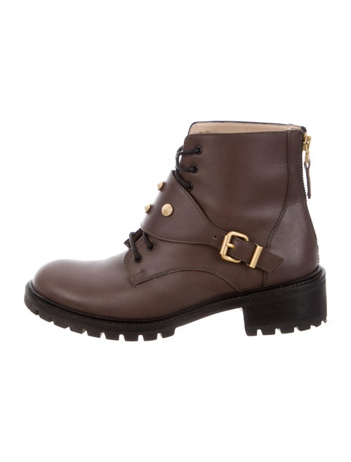 Fendi Leather Combat Boots Brown