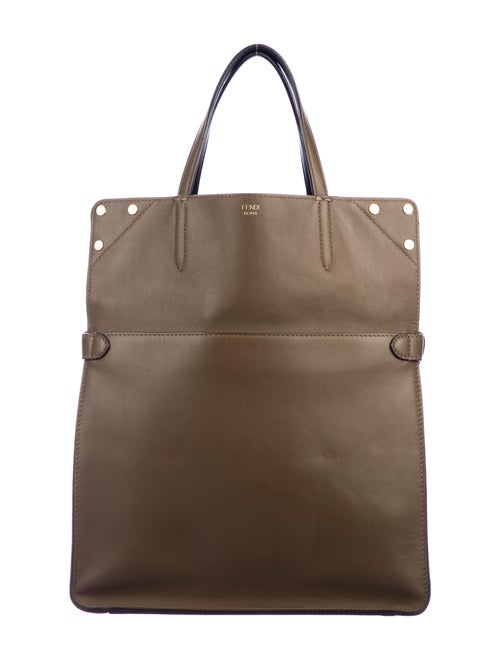 Fendi Flip Leather Tote Brown