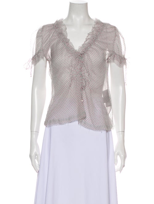 Fendi Silk Printed Blouse White