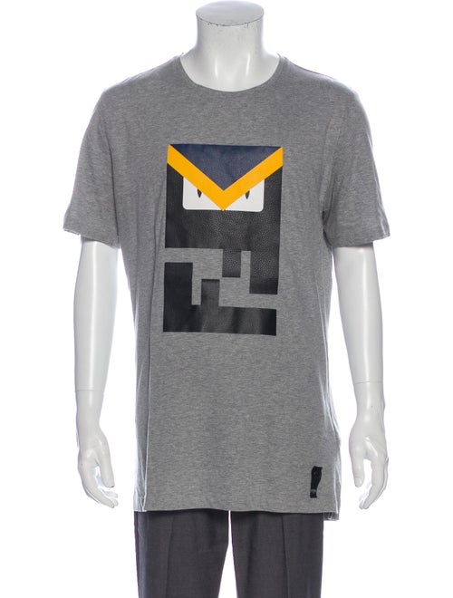 Fendi Graphic Print Crew Neck T-Shirt Grey