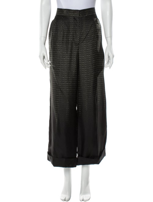 Fendi Silk Wide Leg Pants Black