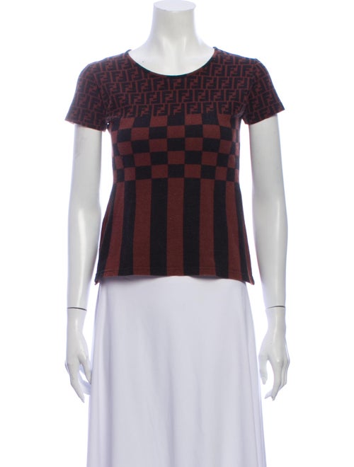 Fendi Vintage Striped T-Shirt Brown