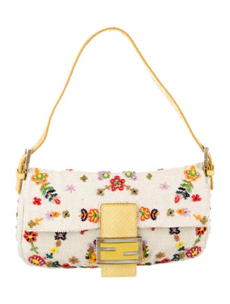 Fendi Fendi Snake-Trimmed Beaded Baguette