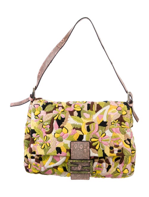 Fendi Lizard-Trimmed Embroidered Mama Forever Bag