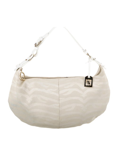 Fendi Zebra Print Canvas Hobo Gold
