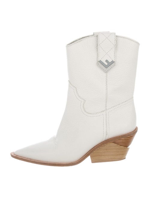 Fendi Leather Western Boots White