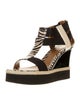 Fendi Patent Leather Colorblock Pattern T-Strap Sandals