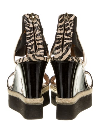 Fendi Patent Leather Colorblock Pattern T-Strap Sandals