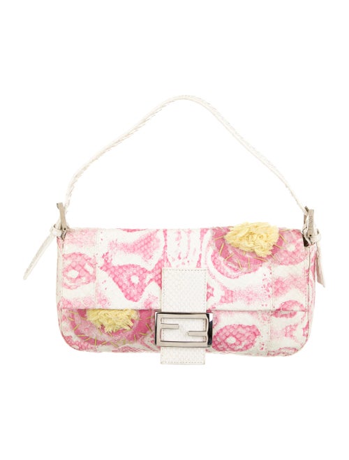 Fendi Python-Trimmed Embossed Baguette