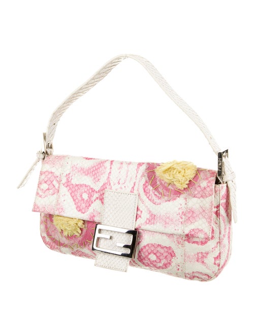 Fendi Python-Trimmed Embossed Baguette