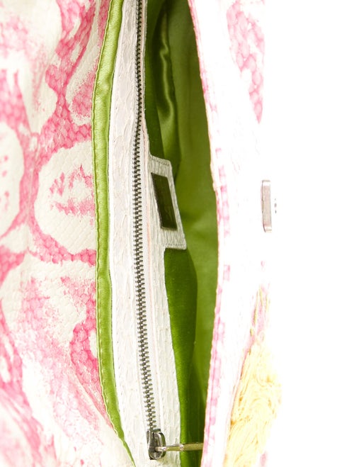 Fendi Python-Trimmed Embossed Baguette