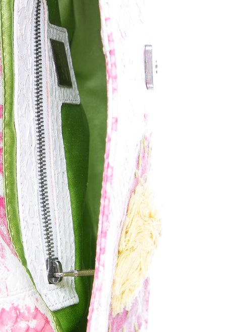 Fendi Python-Trimmed Embossed Baguette