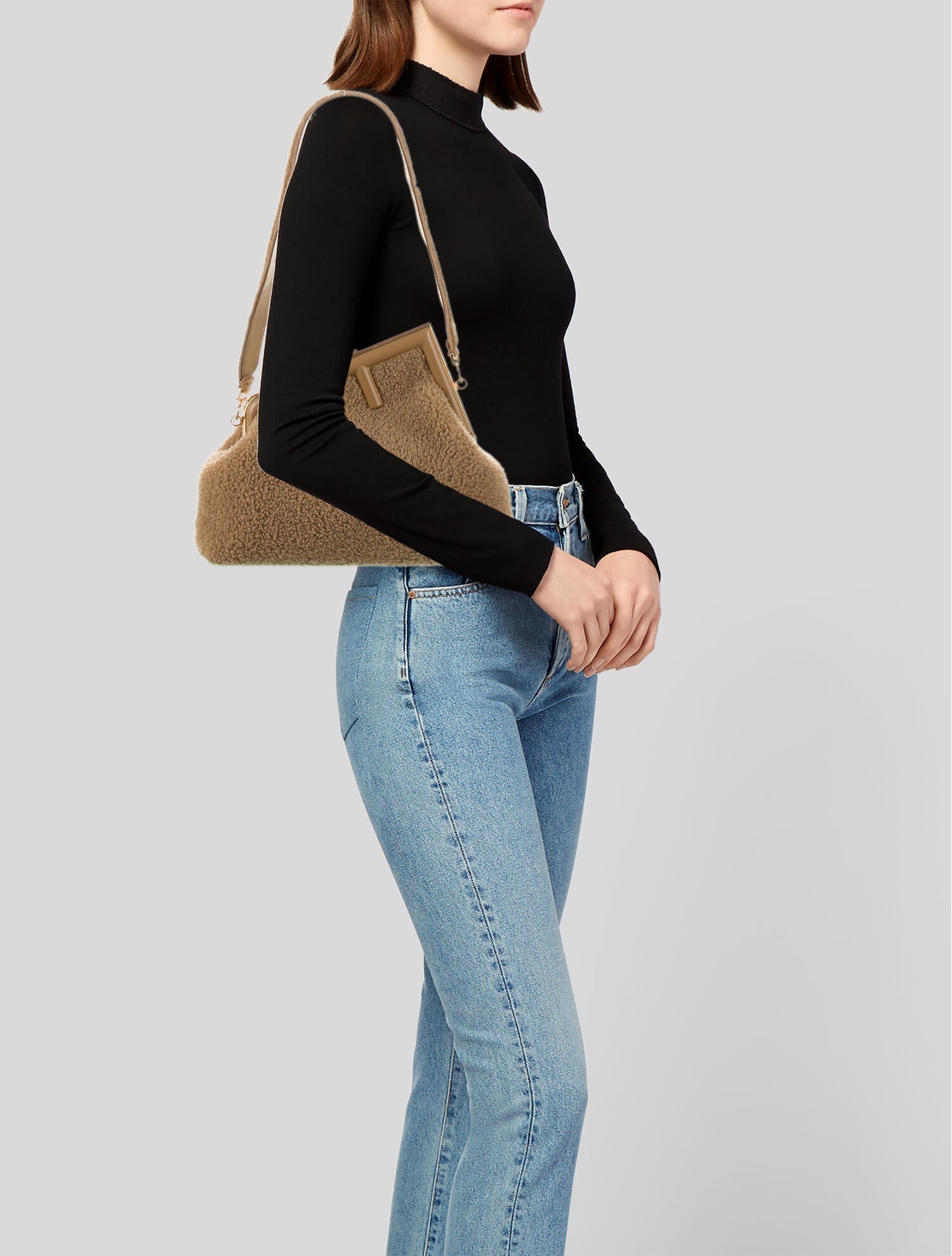 Fendi 2021 Shearling Medium First Clutch