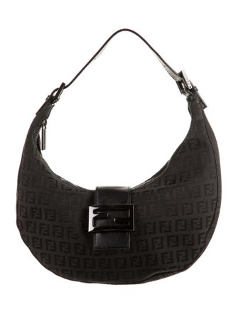 Fendi Leather-Trimmed Zucchino Hobo