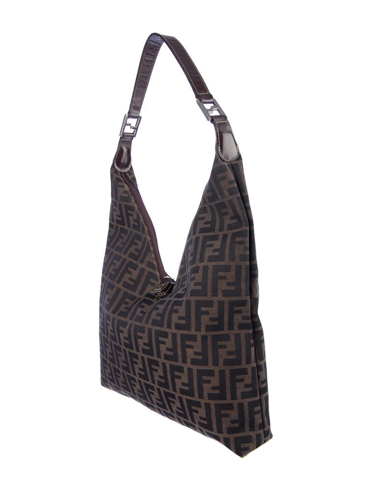 FENDI バッグ Fendi Zucca Double Zip Shoulder Bag - Black Shoulder Bags
