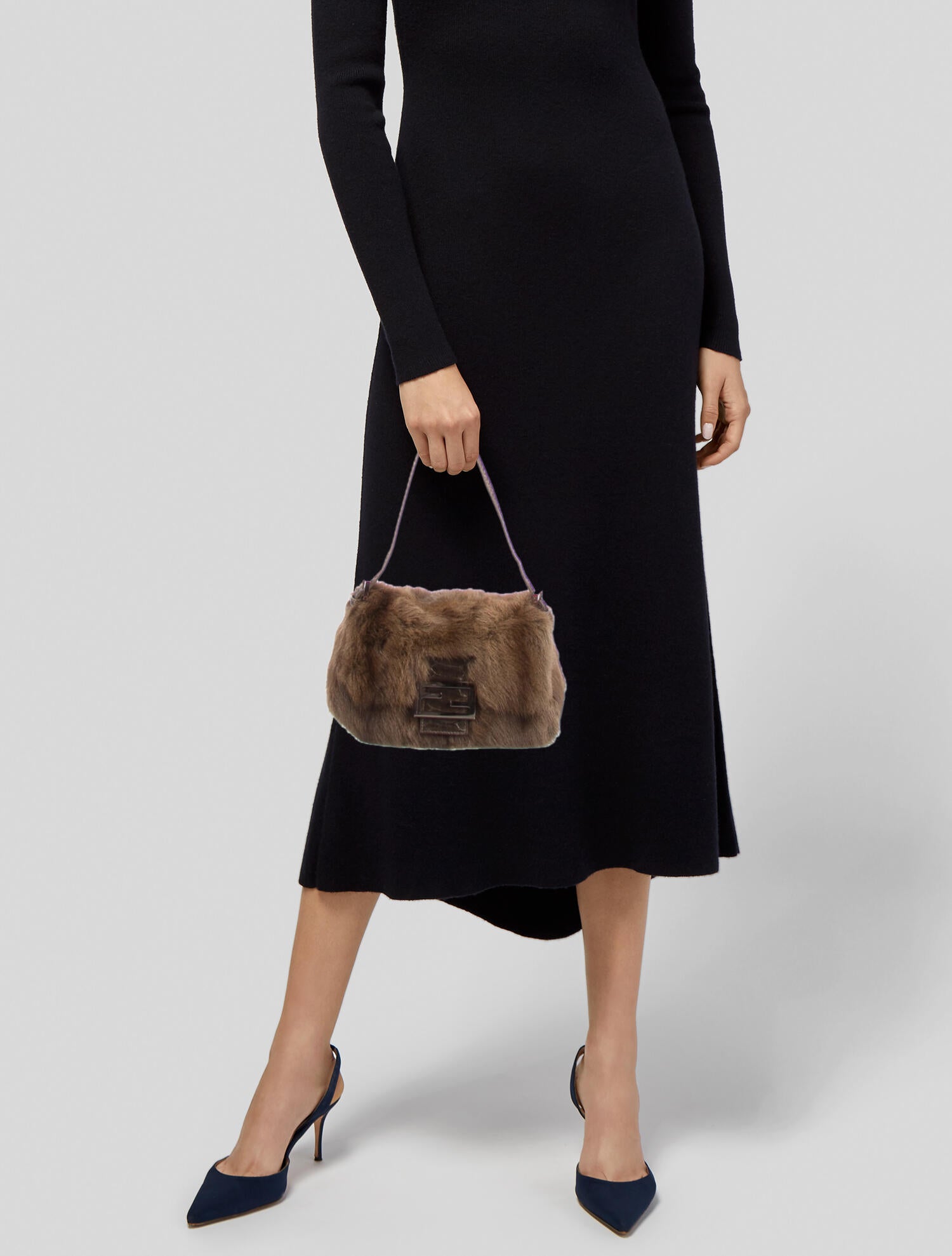 Fendi Mini Rabbit Fur Mama Baguette - Brown Mini Bags, Handbags