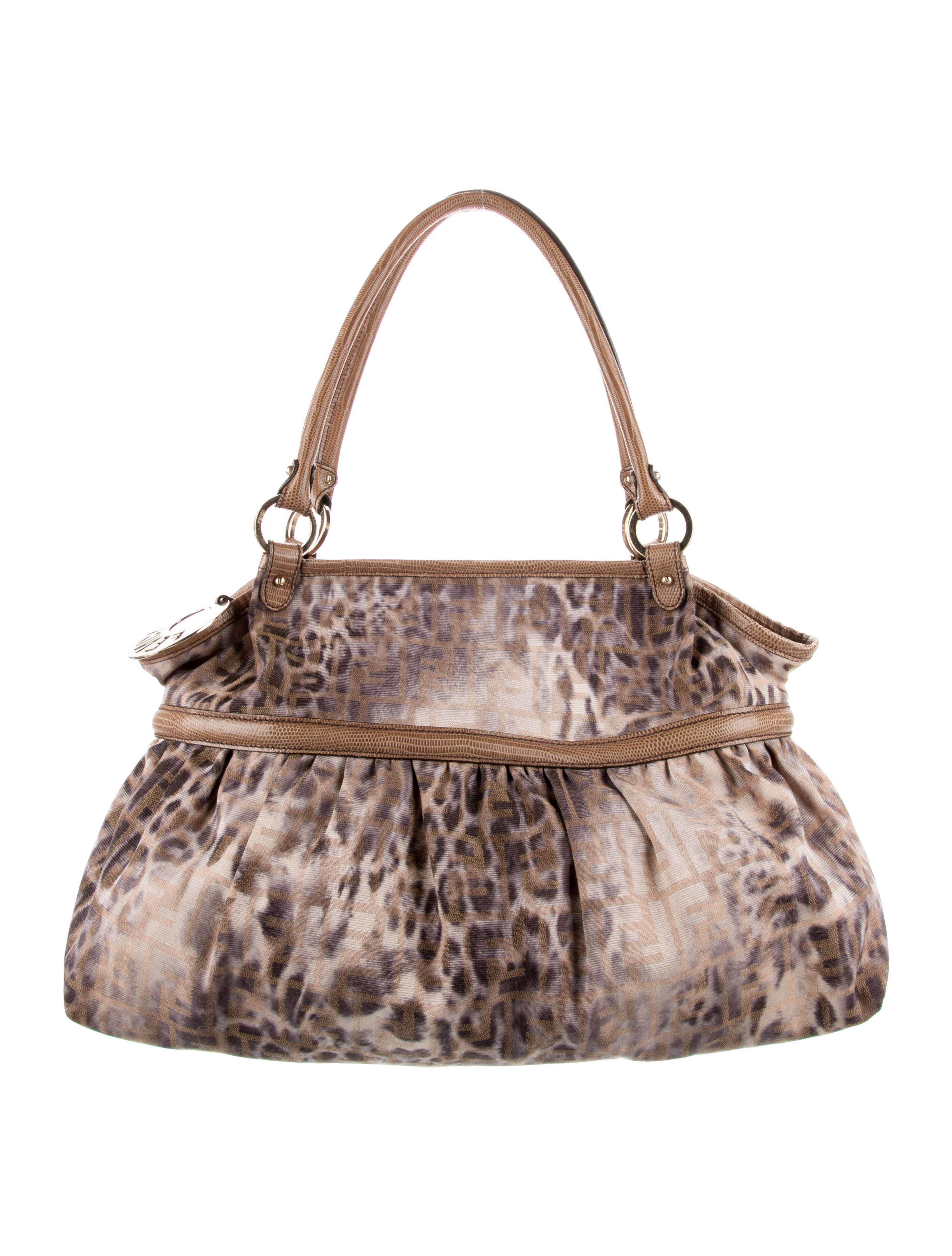 Fendi Zucca Lizard-Trimmed Large Chef Tote - Neutrals Totes