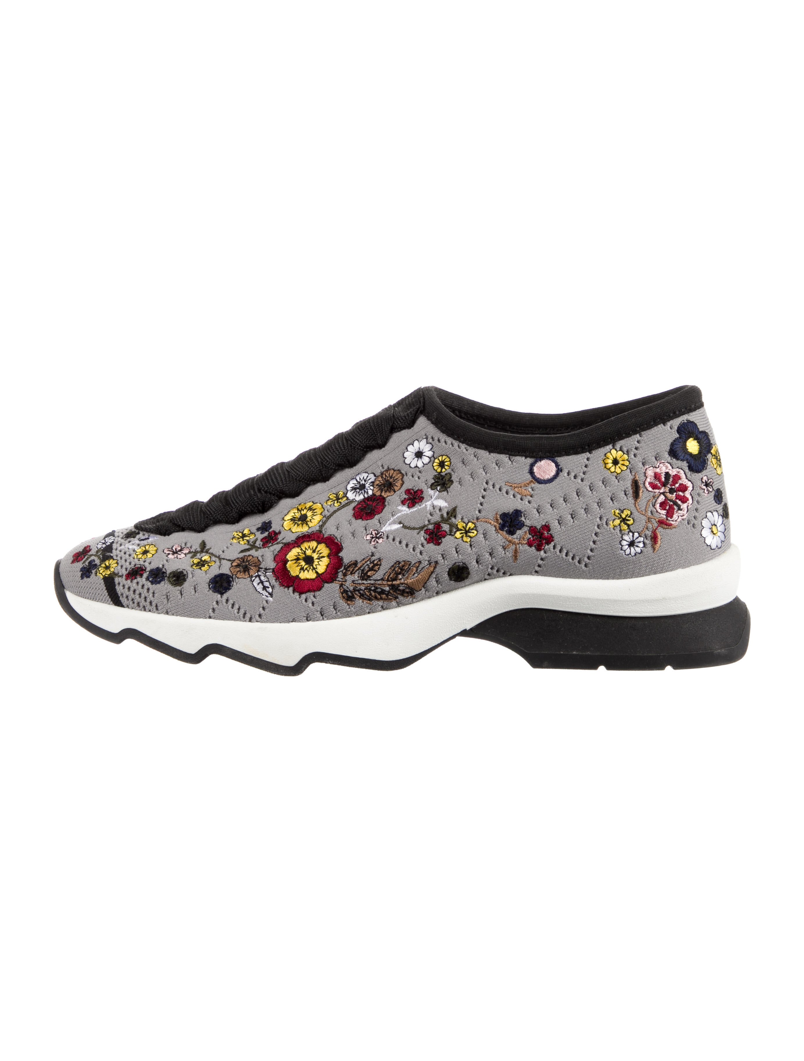 fendi embroidered colorblock sneakers