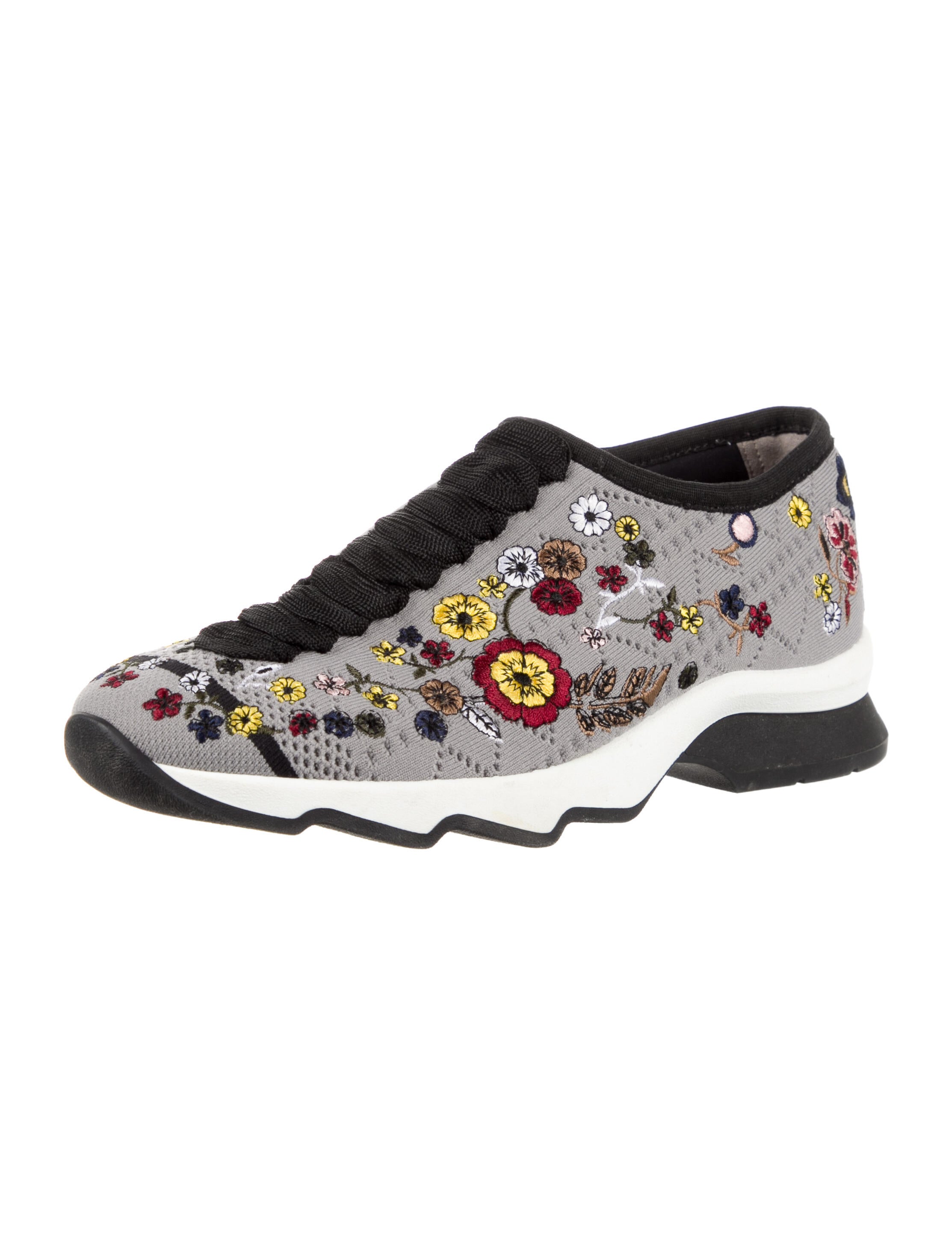 fendi embroidered colorblock sneakers