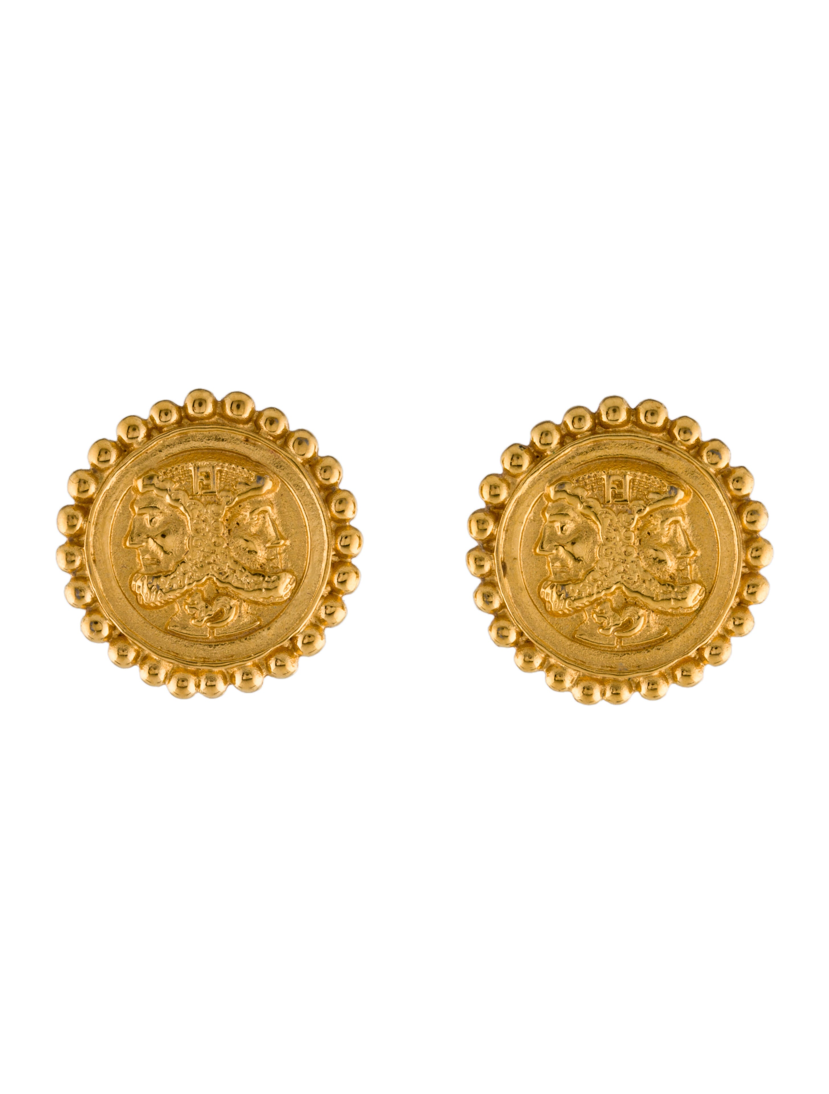 Gianni Versace Crystal Medusa ClipOn Earrings Pink, GoldTone Metal