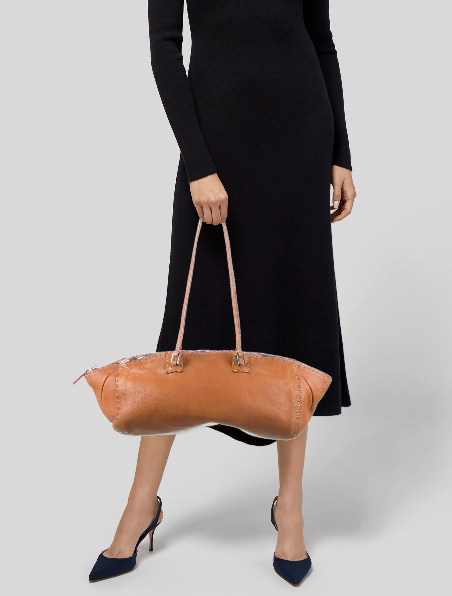 Fendi Vintage Leather Selleria Shoulder Bag Neutrals Shoulder Bags