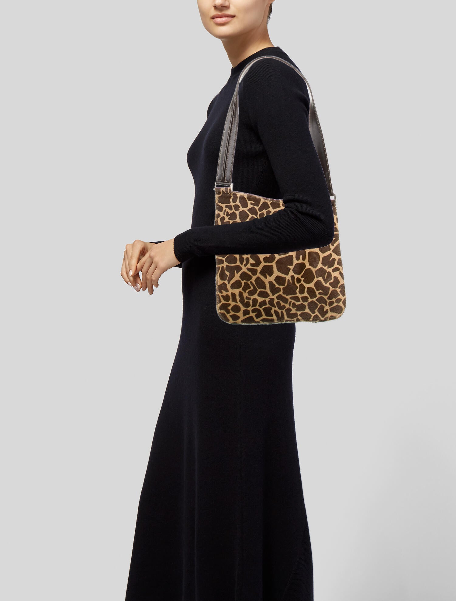 Fendi Pony Hair Giraffe Shoulder Bag Neutrals Shoulder Bags, Handbags