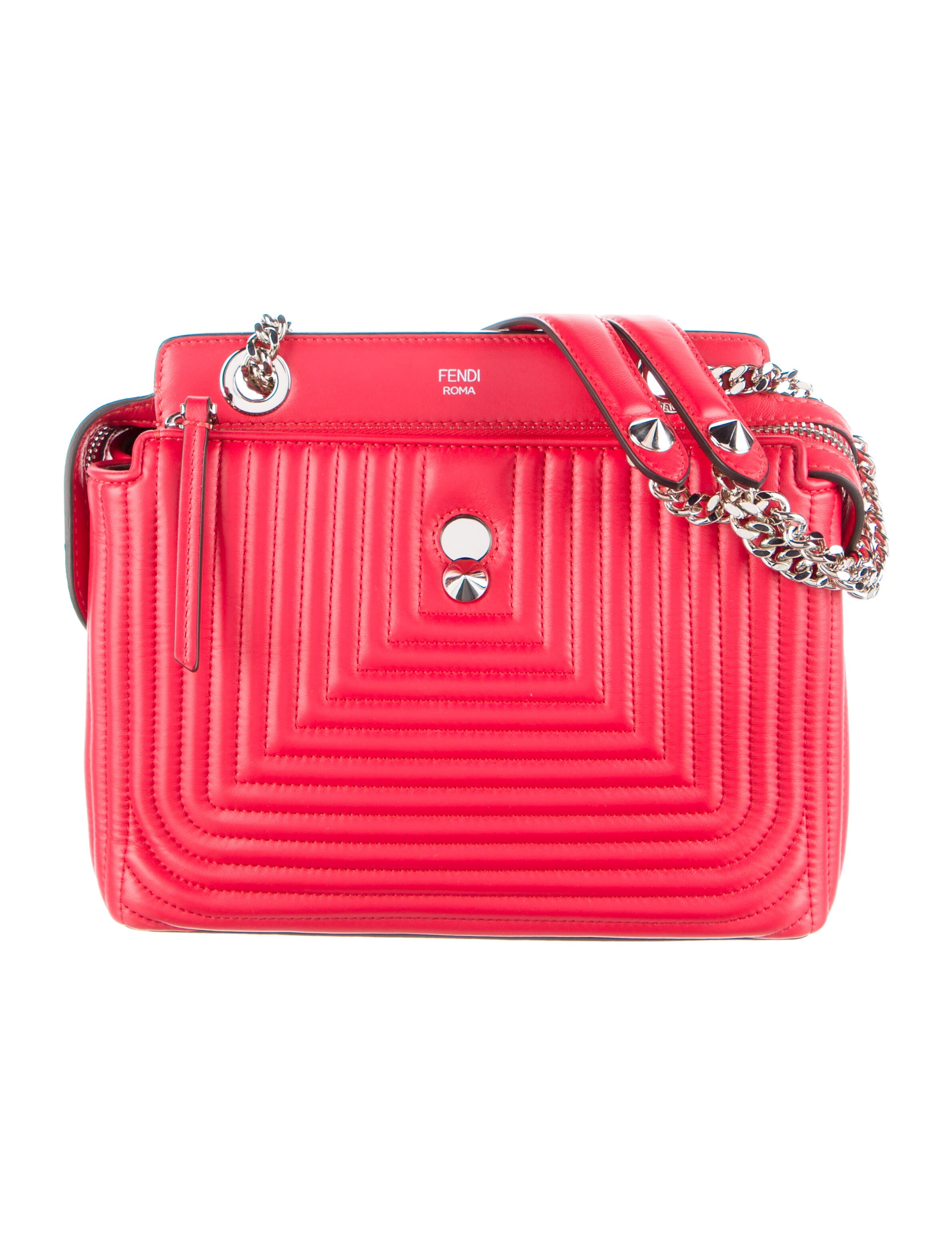 Fendi ZuccaTrimmed Small By The Way Bag Red Shoulder Bags, Handbags