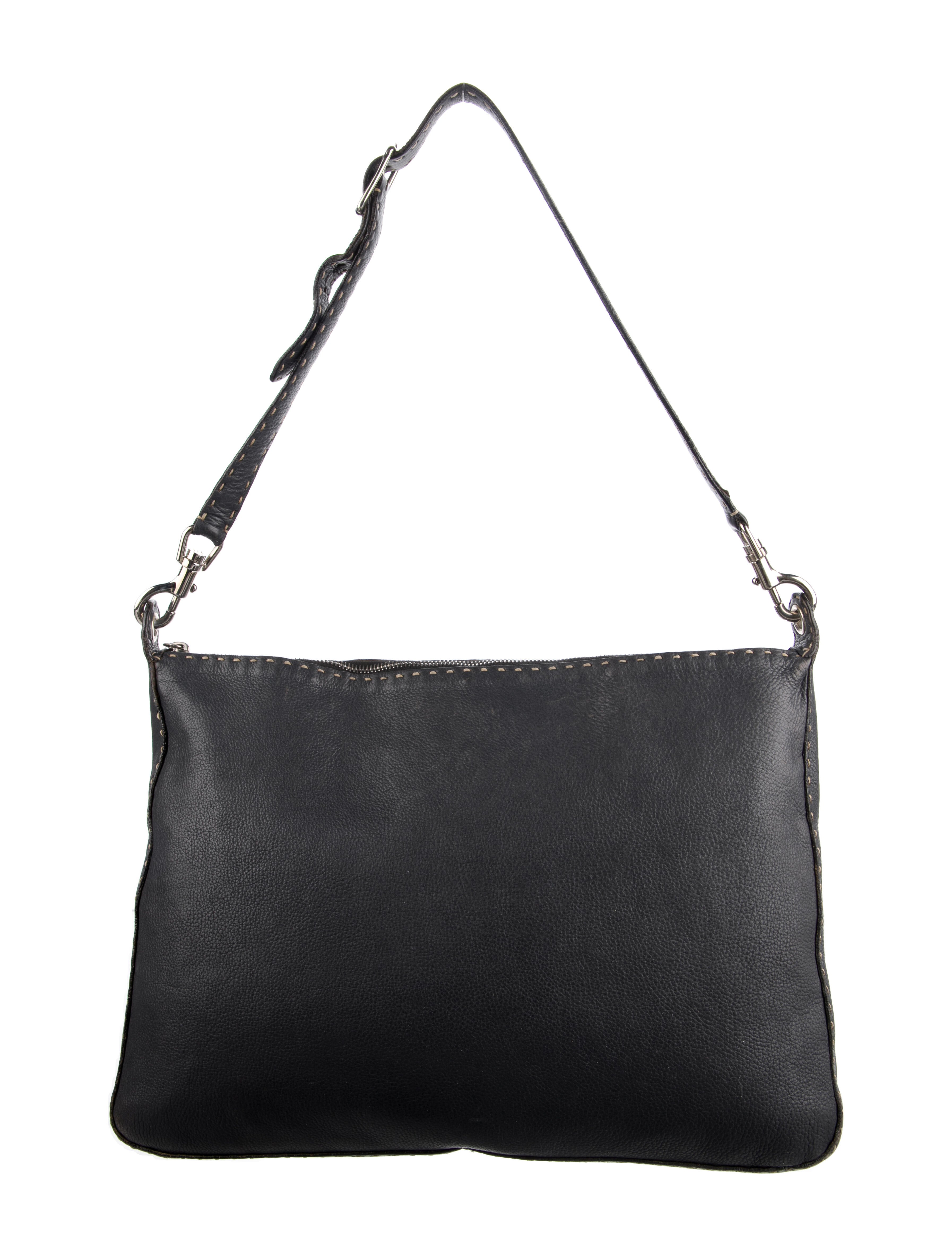 Fendi Vintage Leather Baguette Black Shoulder Bags, Handbags